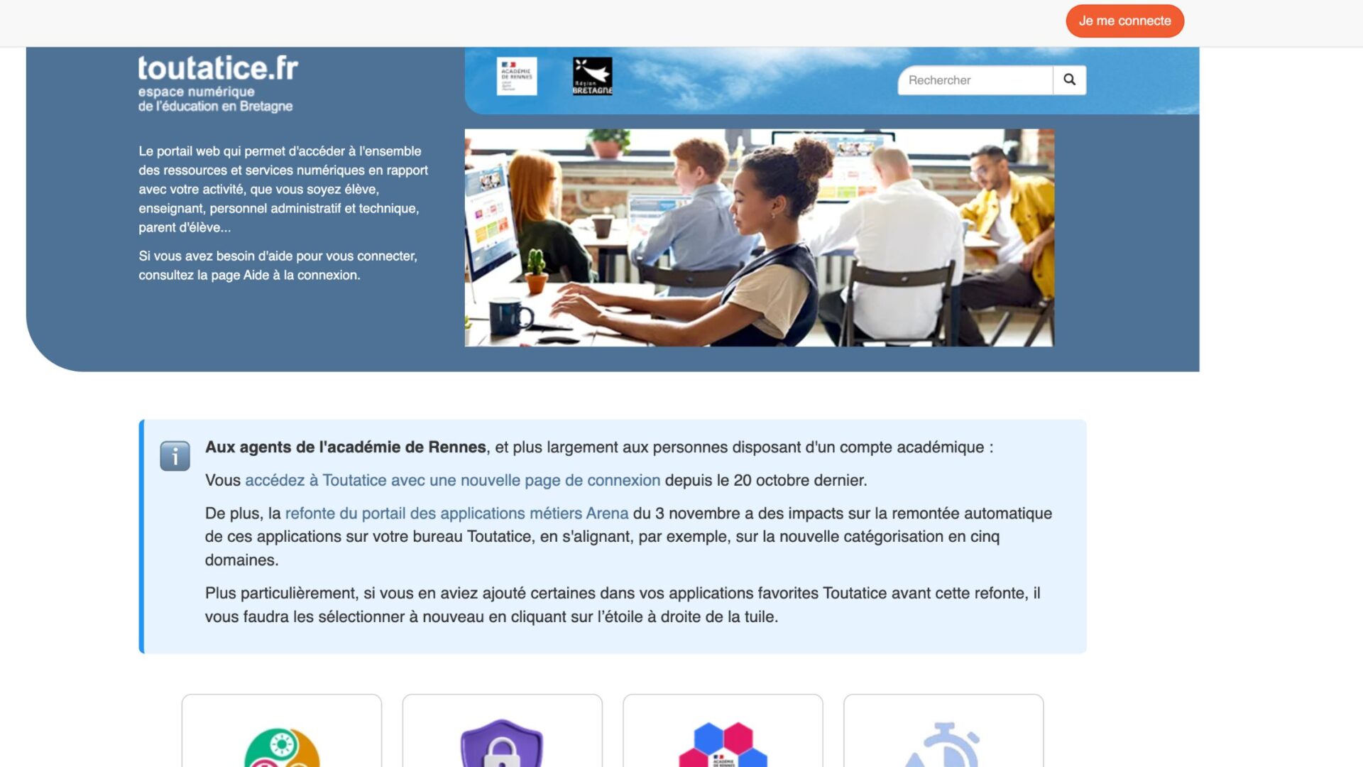 Toutatice le portail ENT de l’académie de Rennes qui connecte élèves, parents et enseignants